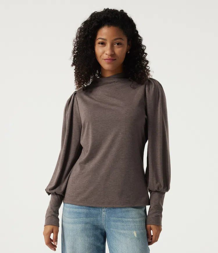 Mock Neck Long Sleeve Relaxed Casual Top