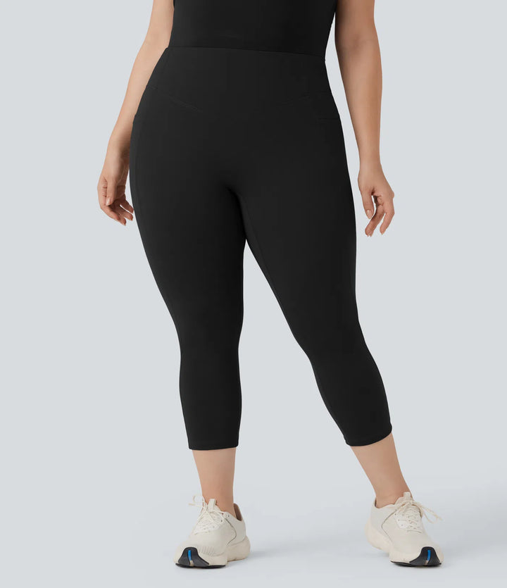 Plus Size Halara UltraSculpt High Waisted Scrunch Butt Lifting Tummy Control Capri Training Leggings with Pockets