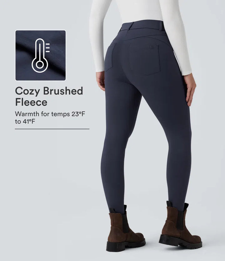 SoftlyZero Plush Thermal High Waisted Casual 7/8 Leggings with Pockets