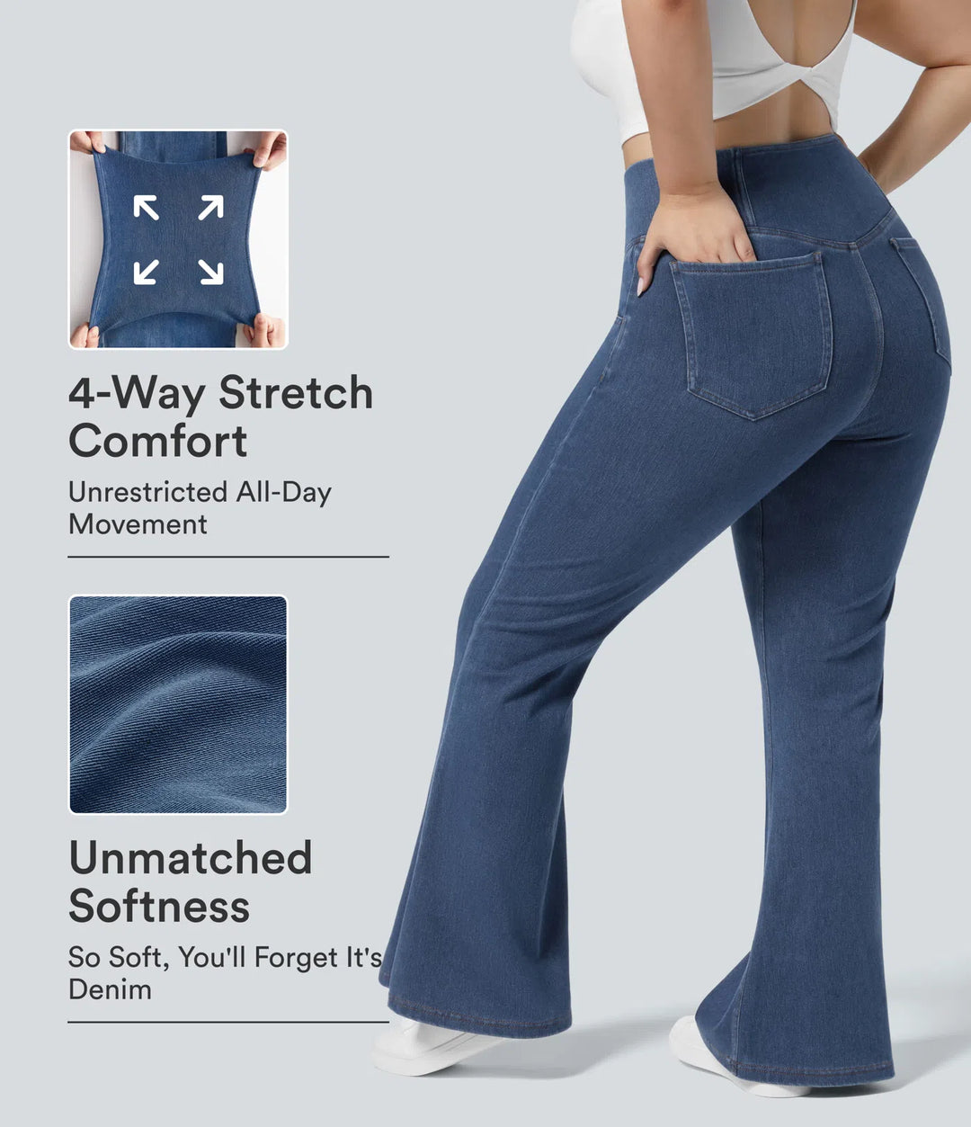 Halara Flex High Waisted Crossover Pocket Washed Casual Plus Size Jeans