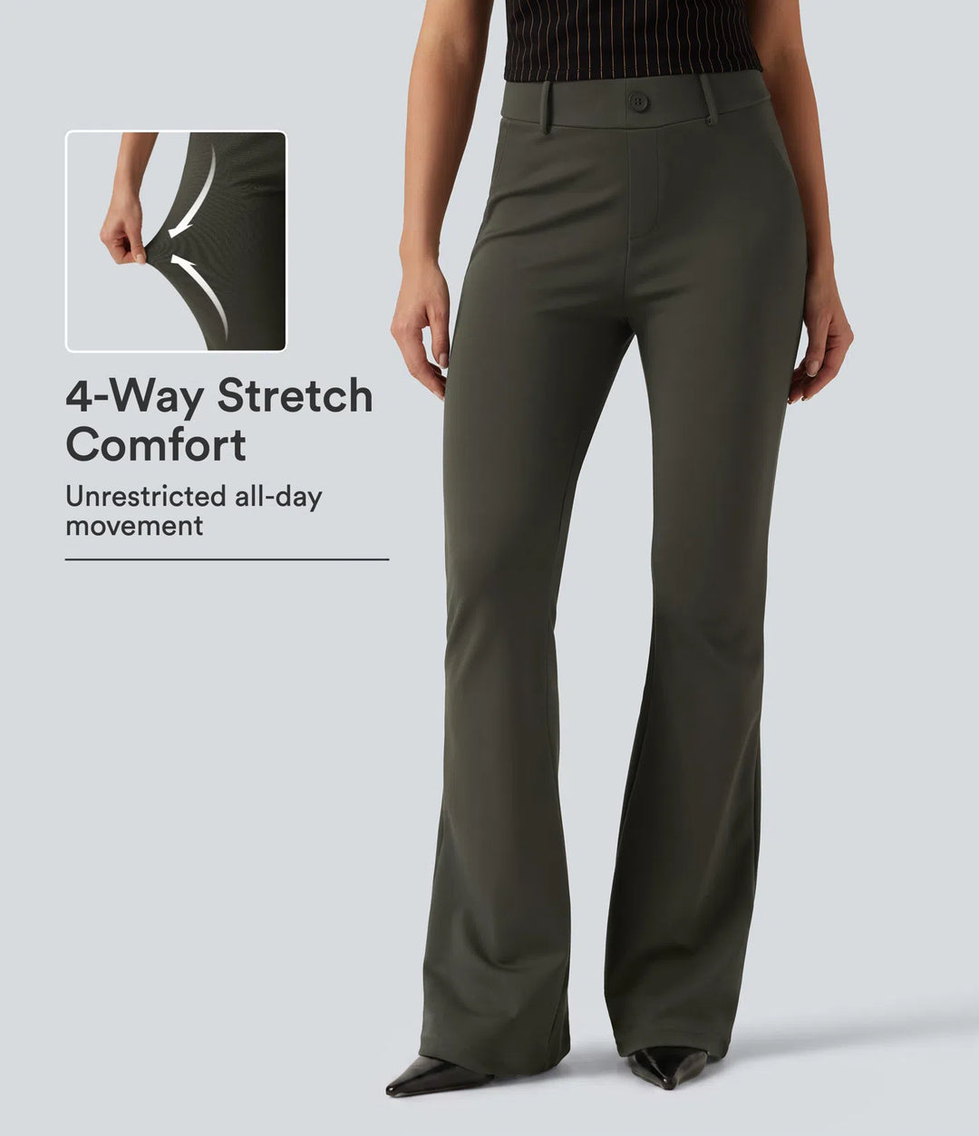 Halara Flex Mid Rise Bootcut Work Pants with Pockets