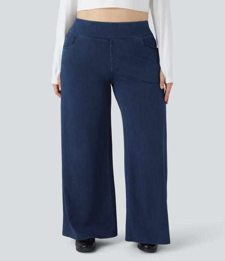 Halara Flex High Waisted Pockets Baggy Wide Leg Loose Casual Plus Size Jeans