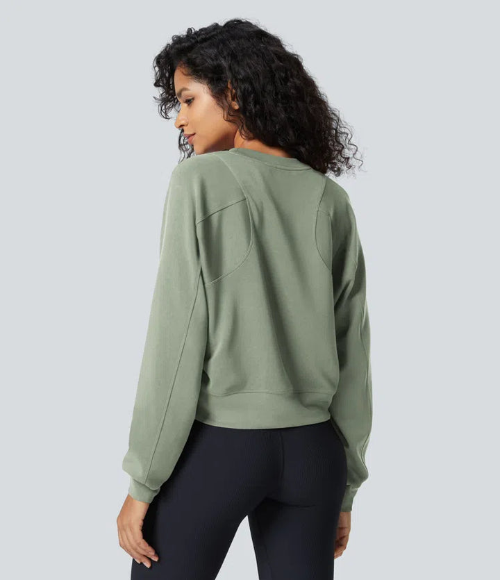 SpacerTek Round Neck Raglan Sleeve Solid Casual Sweatshirt