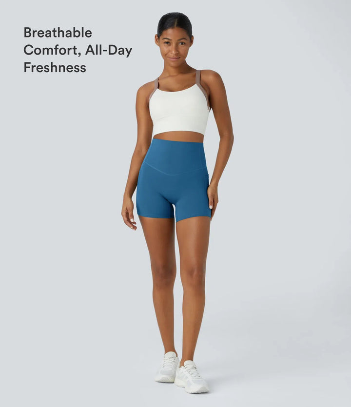 Halara UltraSculpt High Waisted Tummy Control Side Pocket Shaping Training Biker Shorts 5&