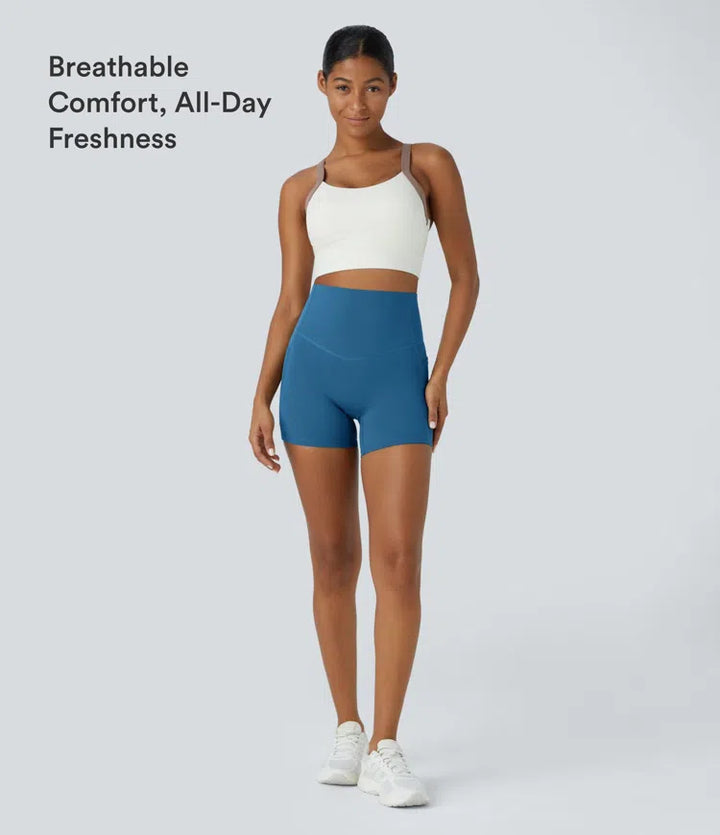 Halara UltraSculpt High Waisted Tummy Control Side Pocket Shaping Training Biker Shorts 5&
