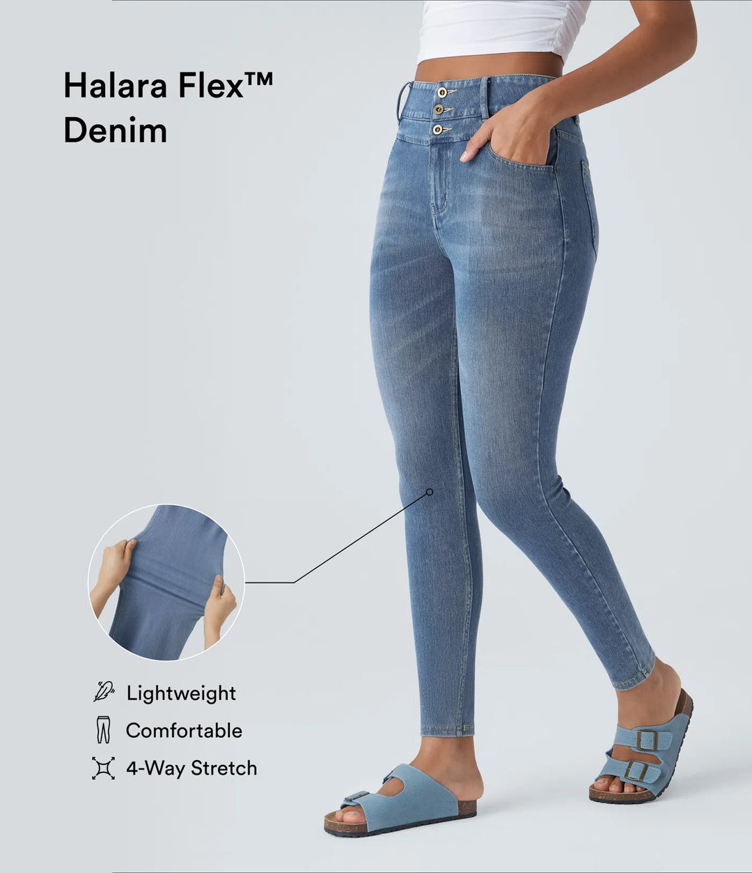 Halara Flex High Waisted Zipper Pockets Casual Skinny Jeans