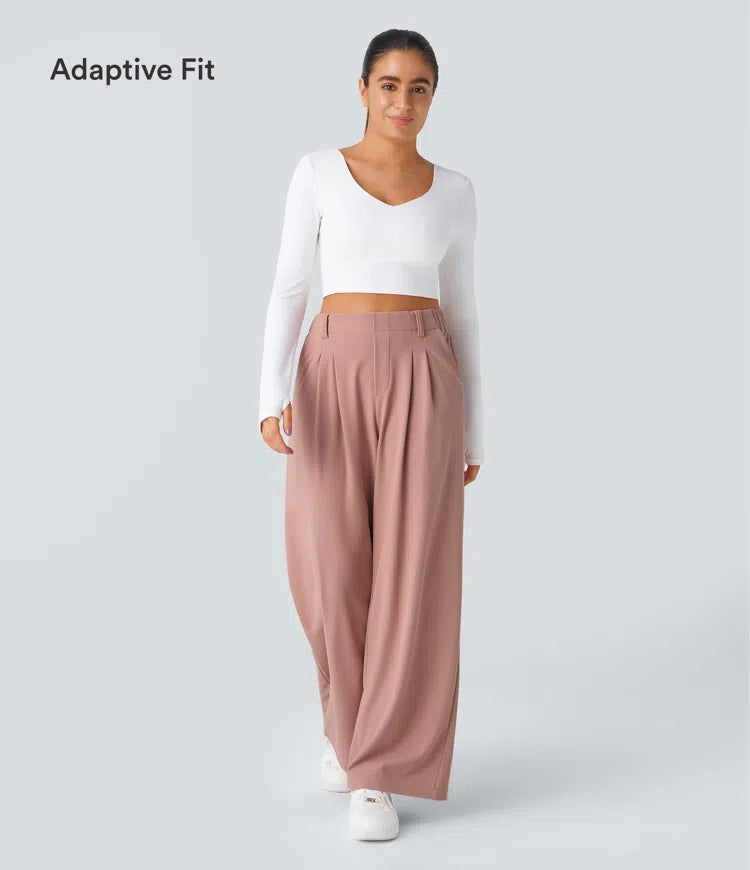 Halara Flex High Waisted Pocket Wide Leg Waffle Work Pants