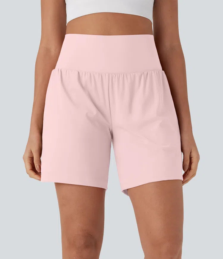 SoftlyZero Airy Super High Waisted 2-in-1 InstantCool Yoga Shorts 7" with Pockets