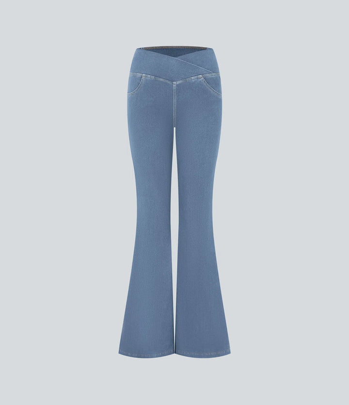 Halara Flex High Waisted Crossover Pocket InstantCool Washed Casual Jeans