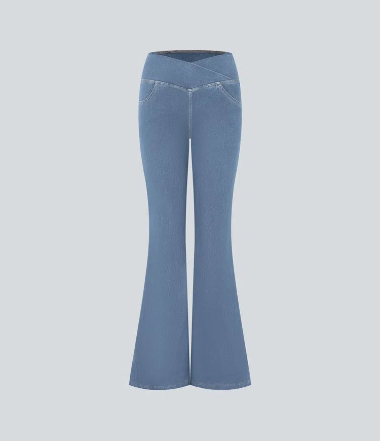 Halara Flex High Waisted Crossover Pocket InstantCool Washed Casual Jeans