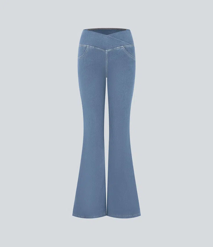 Halara Flex High Waisted Crossover Pocket InstantCool Washed Casual Jeans