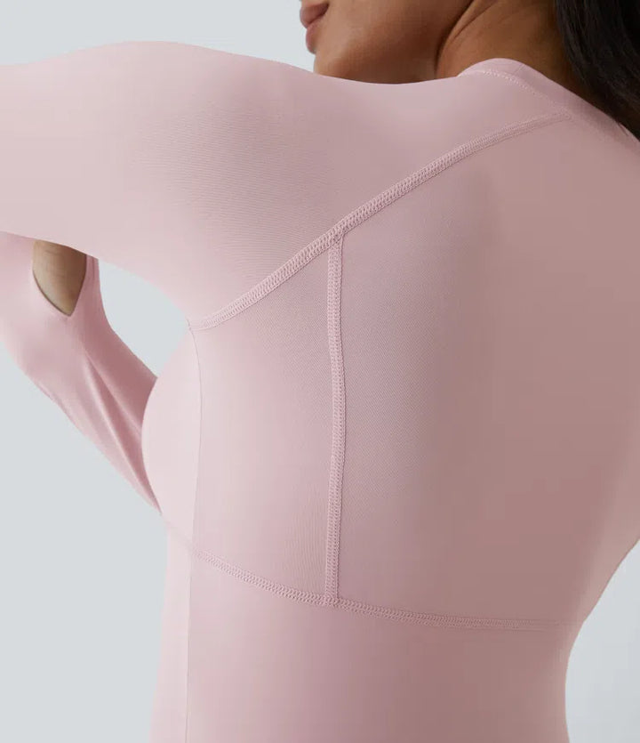 Solid Thumb Hole Yoga Sports Top