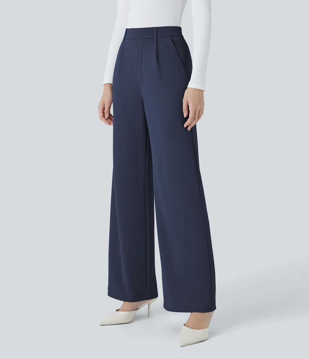 Halara Flex High Waisted Pocket Straight Leg Crepe Work Pants