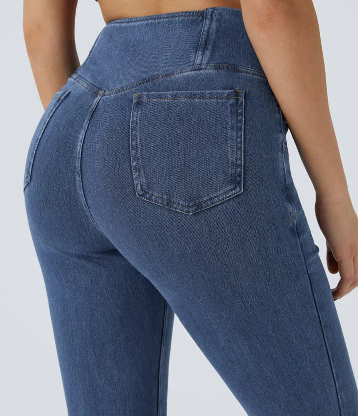 Halara Flex High Waisted Crossover Pocket Washed Casual Jeans