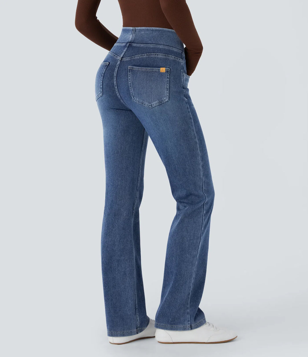 Halara Flex High Waisted Pockets Washed Casual Bootcut Jeans