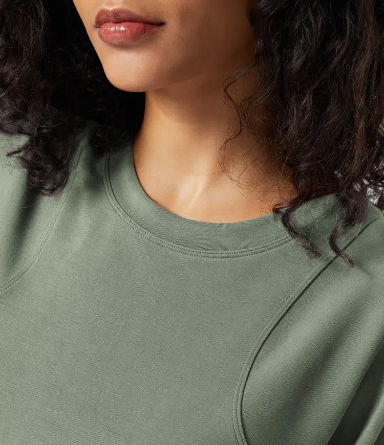 SpacerTek Round Neck Raglan Sleeve Solid Casual Sweatshirt