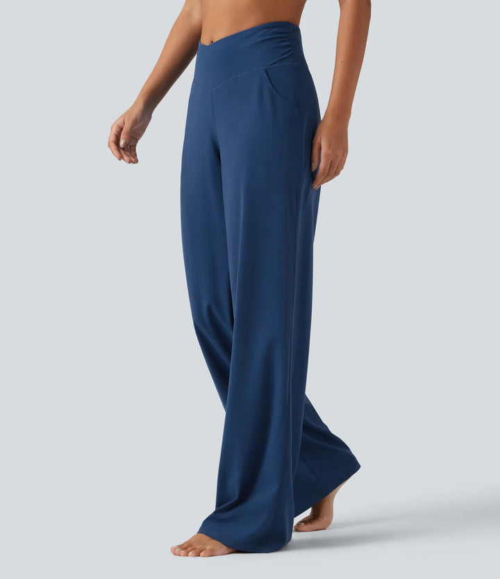 Halara UltraSculpt High Waisted Crossover Straight Leg Yoga Pants with Pockets