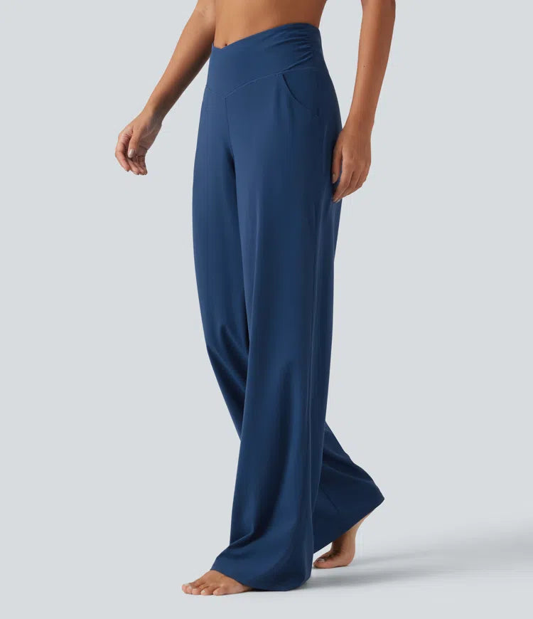 Halara UltraSculpt High Waisted Crossover Straight Leg Yoga Pants with Pockets