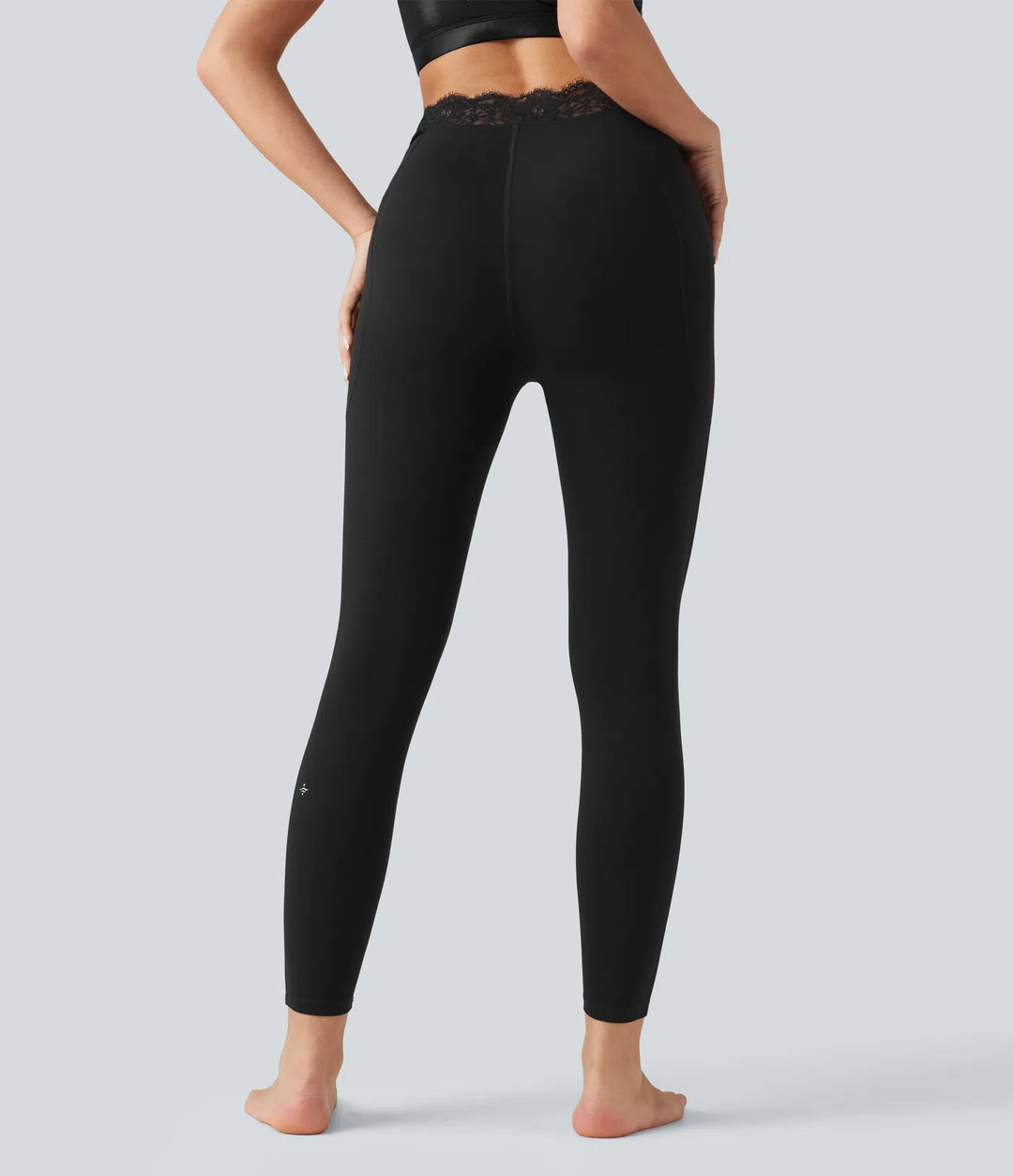 Halara UltraSculpt V-Shaped High Waisted Contrast Lace Yoga Leggings with Pockets