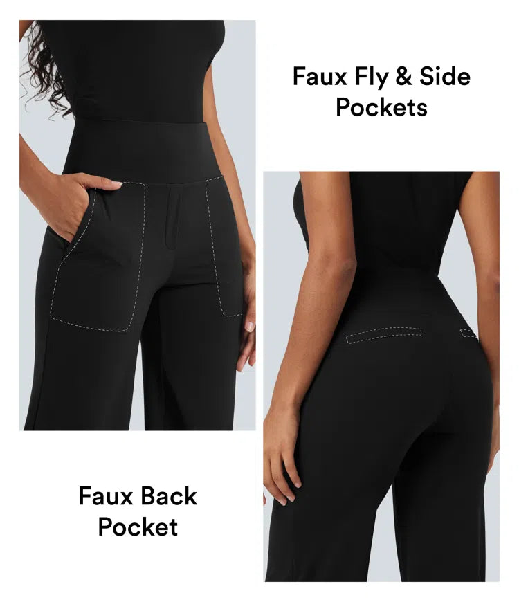 Halara UltraSculpt High Waisted Tummy Control Straight Leg Work Pants with Pockets