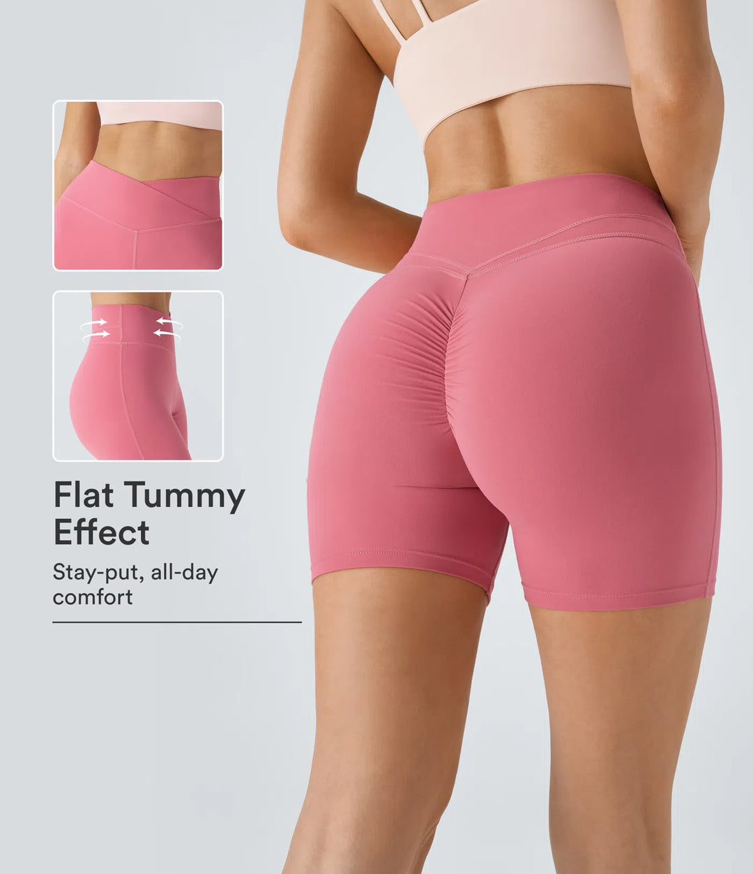 SoftlyZero Plush High Waisted Crossover Ruched Yoga Shorts 5&