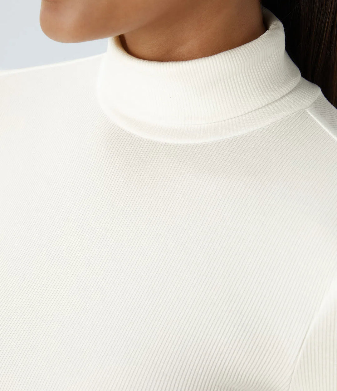 Ribbed Knit High Collar Long Sleeve Casual Top