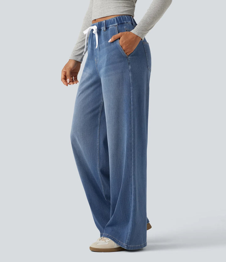 Halara Flex Mid Rise Wide Leg Casual Jeans with Pockets