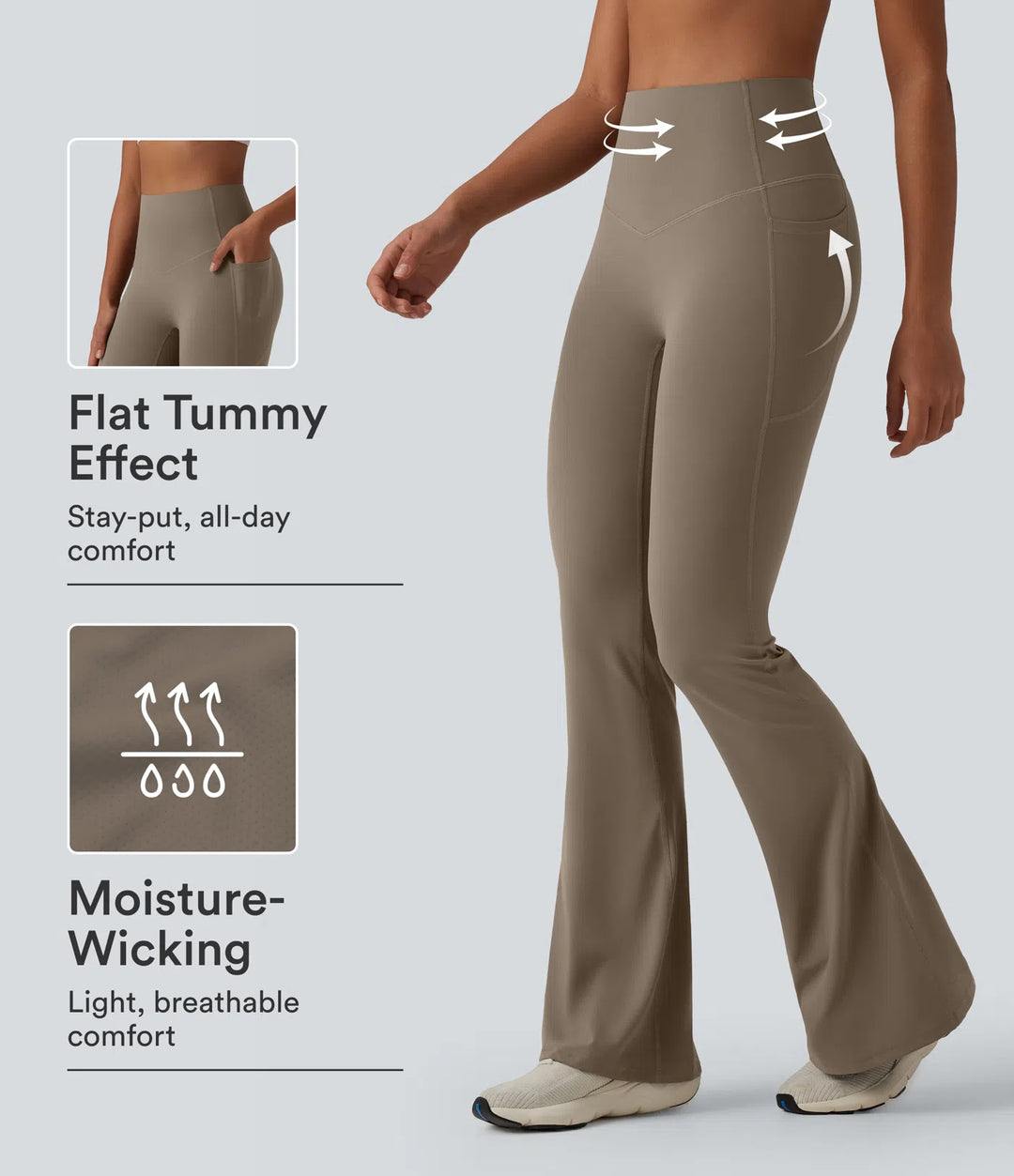 Halara UltraSculpt High Waisted Tummy Control Flare Yoga Leggings with Pockets