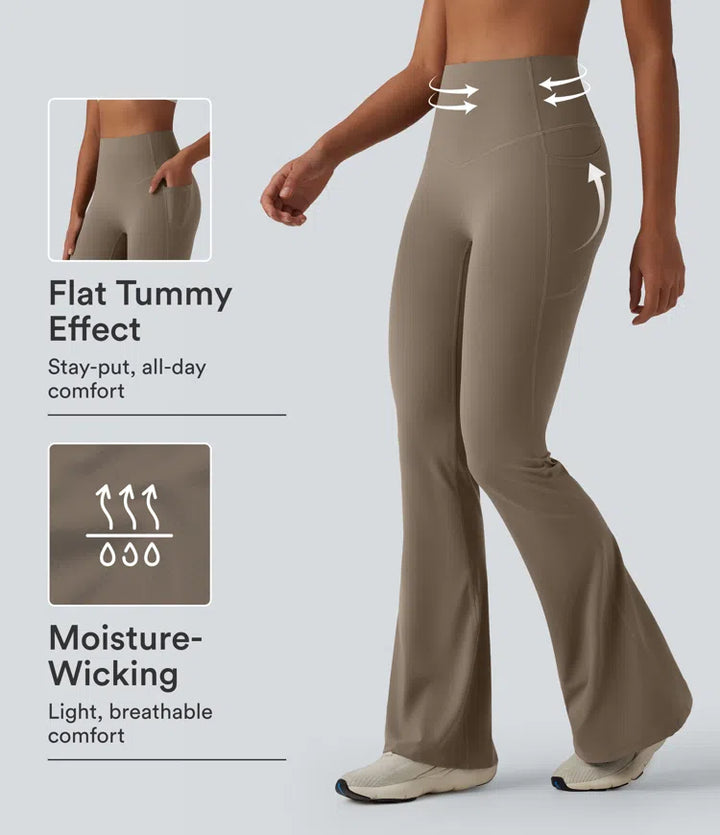 Halara UltraSculpt High Waisted Tummy Control Flare Yoga Leggings with Pockets