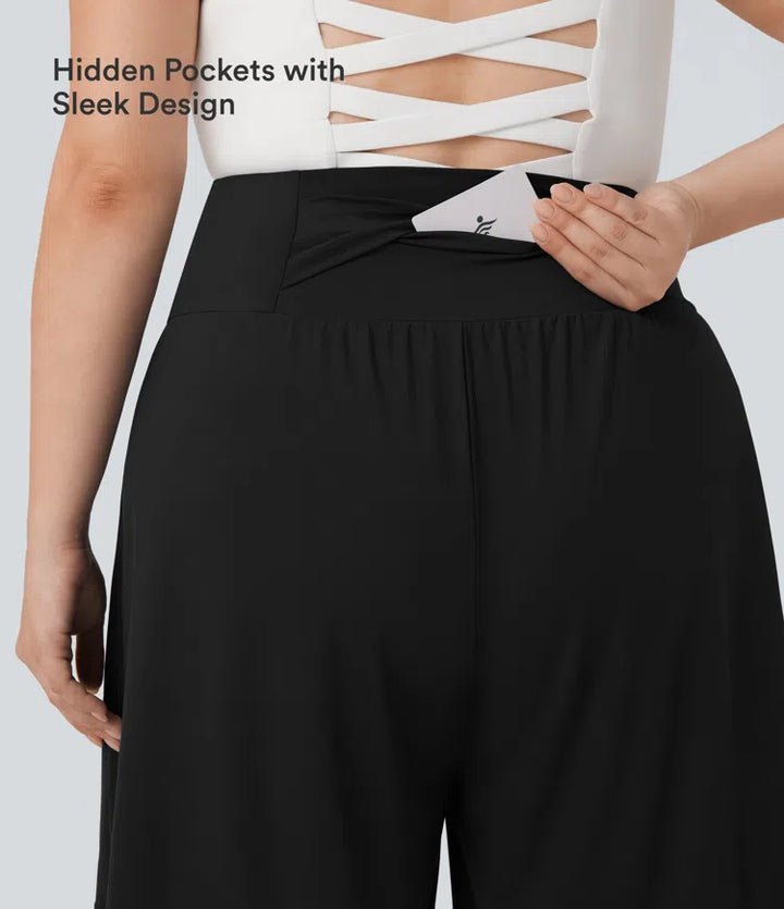 Plus Size SoftlyZero Airy High Waisted InstantCool Yoga Bermuda Shorts with Pockets