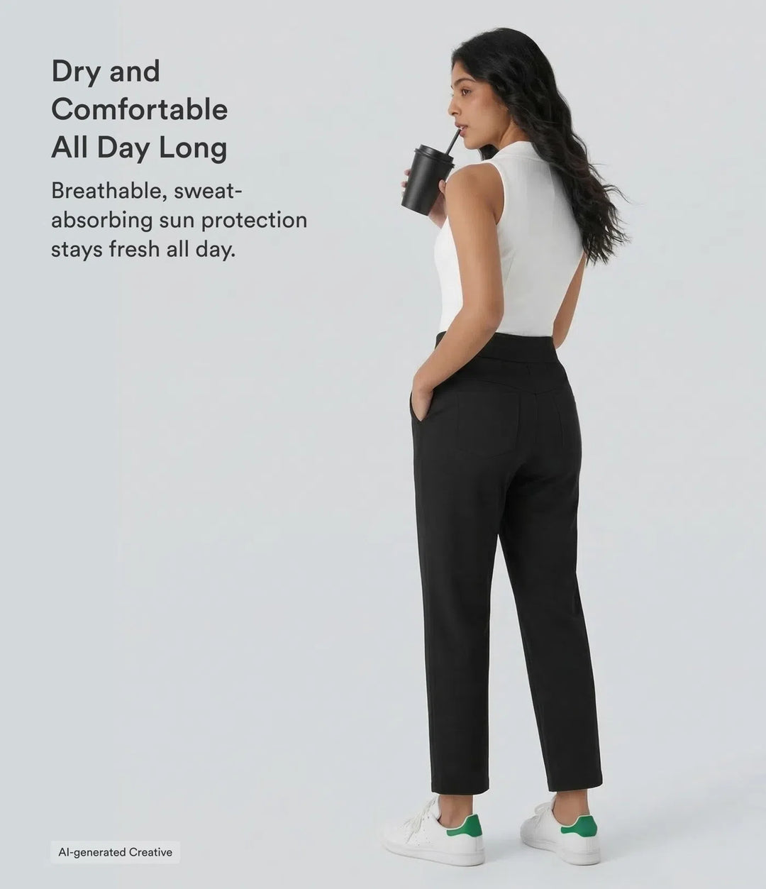 Mid High Waisted Pockets Quick Dry Golf Pants-Golf Tee-UPF40+