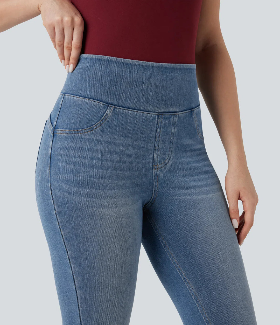 Halara Flex High-waisted Butt-lifting Tummy Control Skinny Denim Casual 7/8 Leggings with Pockets