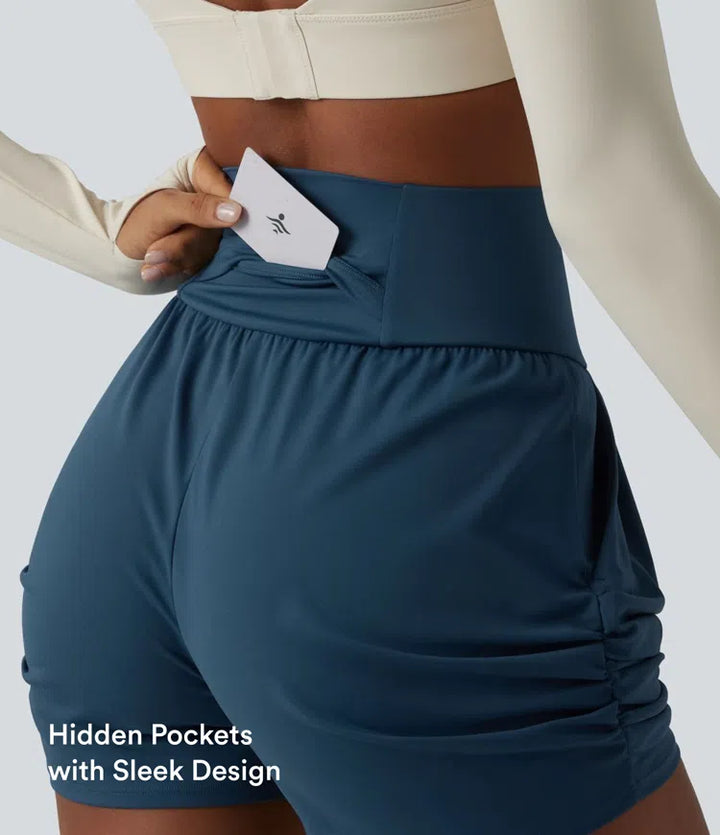 SoftlyZero Airy High Waisted Ruched InstantCool Yoga Shorts 3&