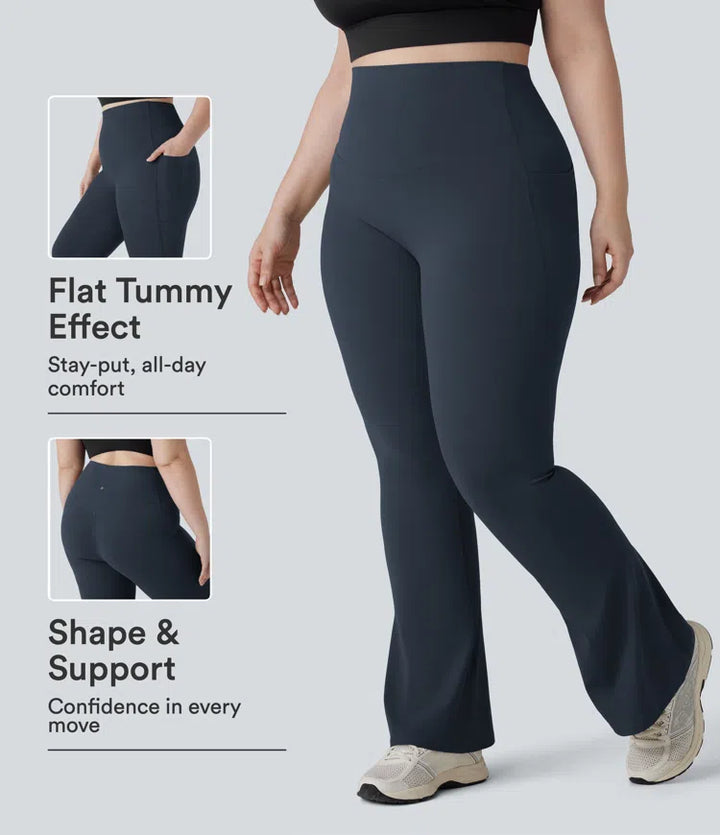 Halara UltraSculpt High Waisted Tummy Control Pocket Shaping Yoga Bootcut Plus Size Leggings