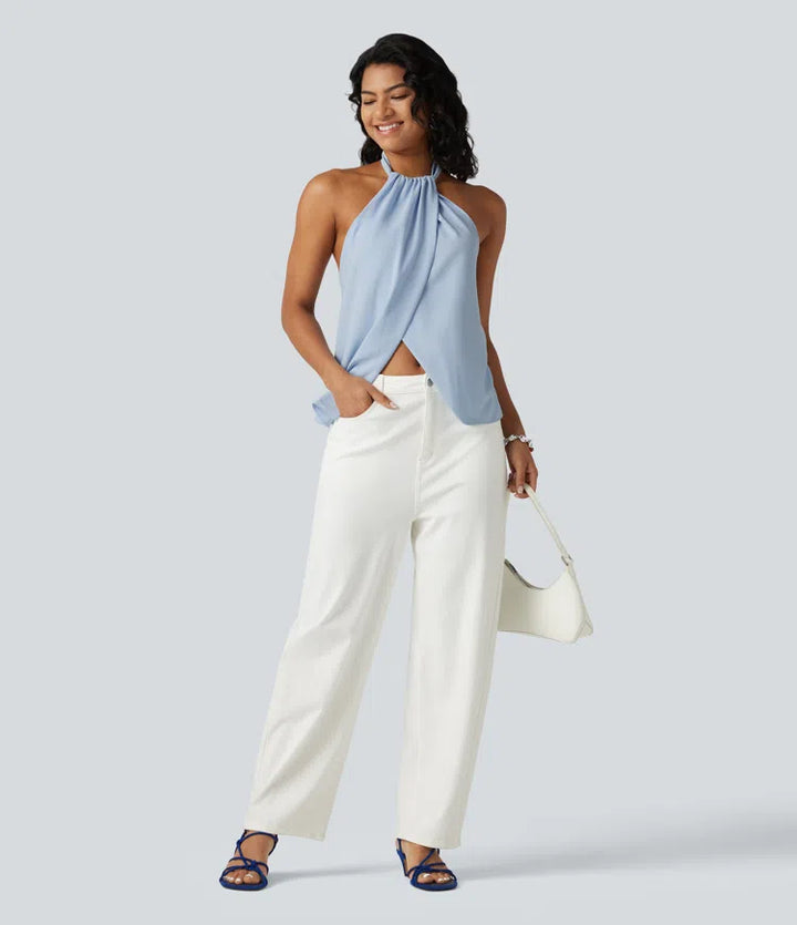 Backless Tie-back Casual Halter Top