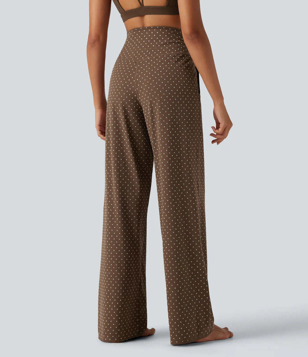 Halara UltraSculpt Flocked High Waisted Tummy Control Straight Leg Polka Dot Yoga Pants with Pockets