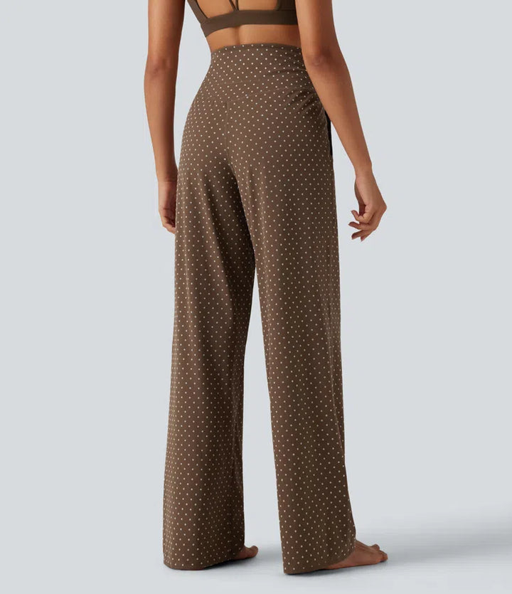 Halara UltraSculpt Flocked High Waisted Tummy Control Straight Leg Polka Dot Yoga Pants with Pockets