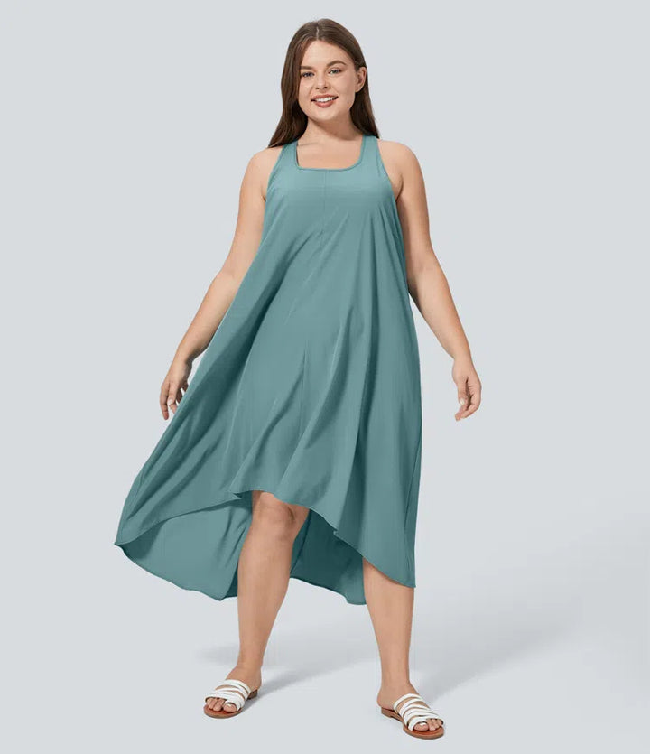 Breezeful RacerPocket High Low Flowy Midi Quick Dry Casual Plus Size Dress