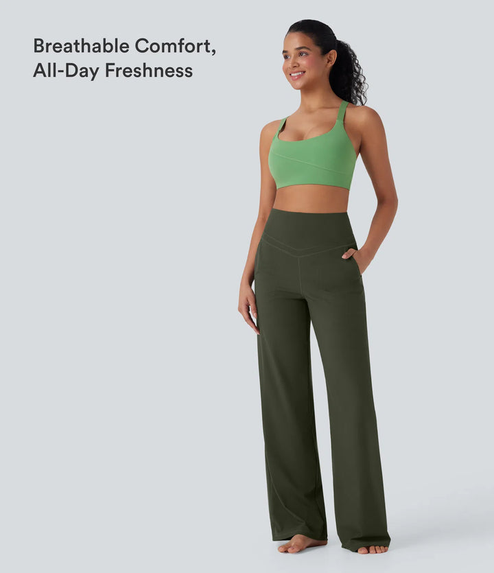 Halara UltraSculpt High Waisted Tummy Control Straight Leg Yoga Pants with Pockets