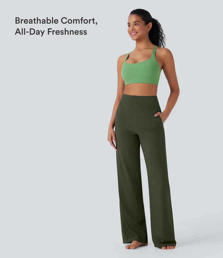 Halara UltraSculpt High Waisted Tummy Control Straight Leg Yoga Pants with Pockets