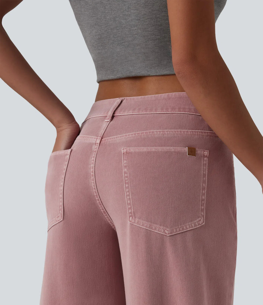 Halara Flex Asymmetric Low Rise Wide Leg Colorful Casual Jeans with Pockets