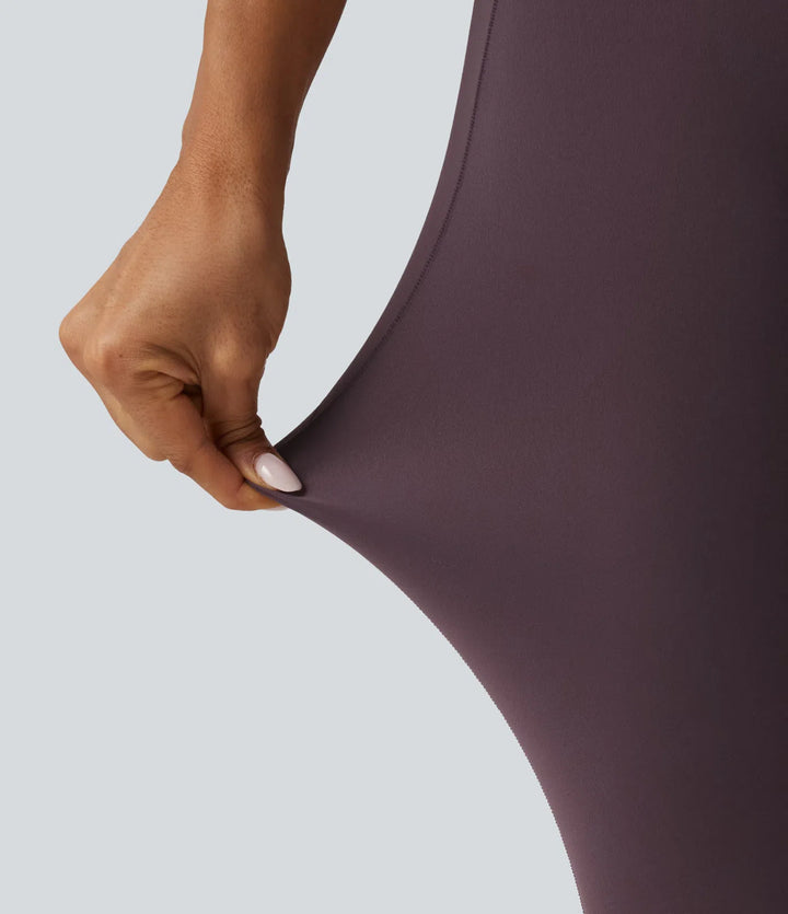SoftlyZero High Waisted Crossover Contrast Lace Yoga Leggings with Pockets
