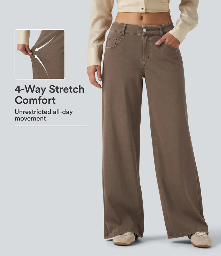 Halara Flex Low Rise Wide Leg Casual Jeans with Pockets