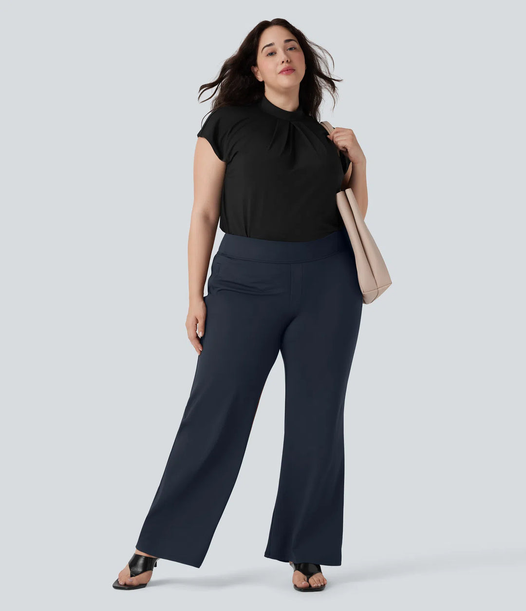 Plus Size Halara Flex DayStretch High Waisted Work Flare Pants with Side Zip Pockets