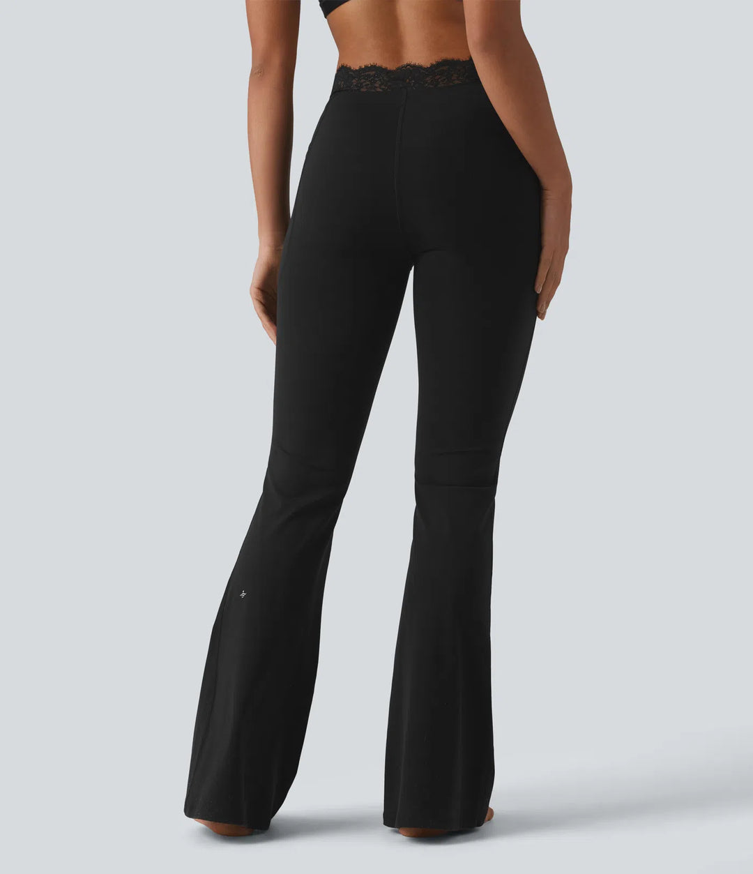 Halara UltraSculpt V-Shaped High Waisted Contrast Lace Yoga Flare Leggings with Pockets
