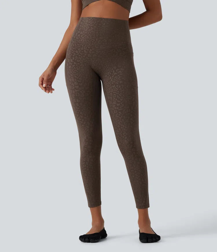 Halara UltraSculpt Leopard Print High Waisted Tummy Control Yoga Leggings with Pockets