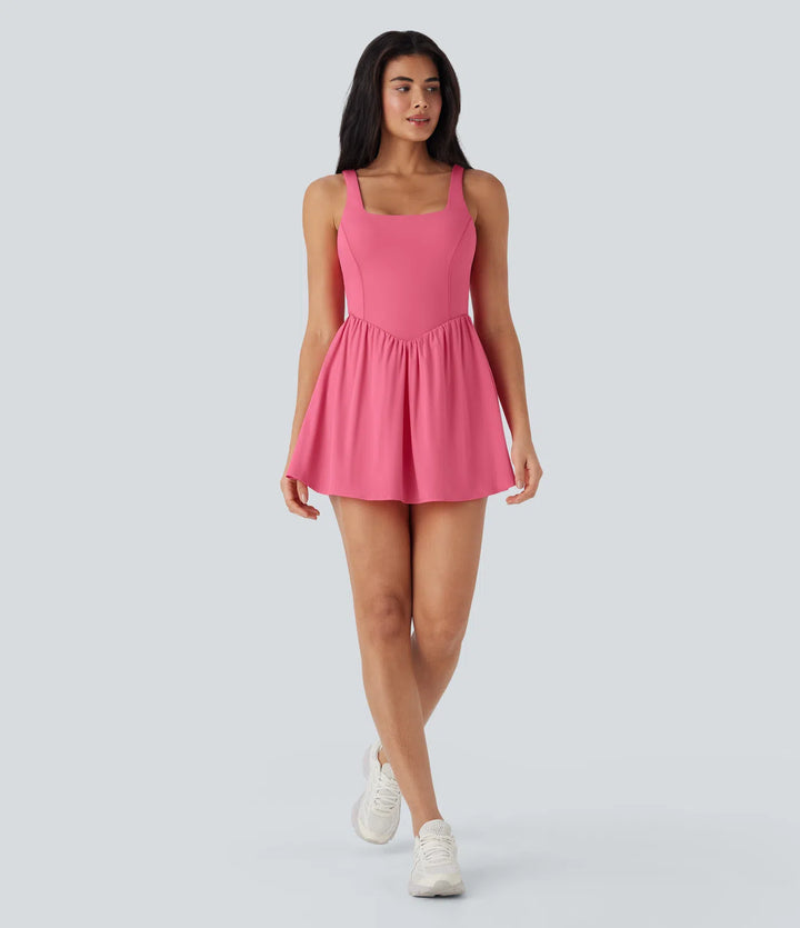 Breezeful Tie Back 2-in-1 Quick Dry Mini Dance Active Dress with Pocket-Easy Peezy Edition