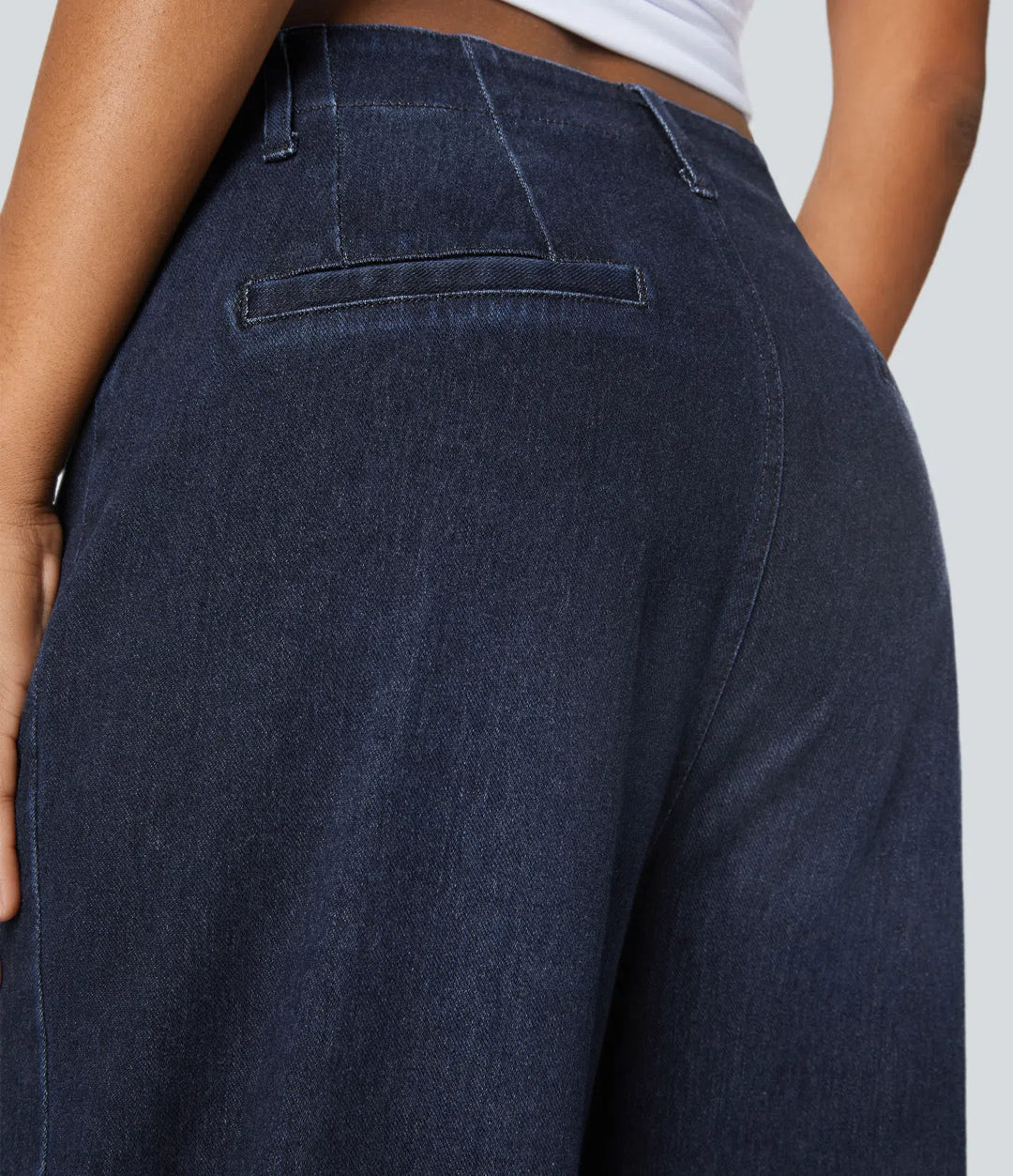 Halara Flex High Waisted Pockets Washed Casual Wide Leg Jeans