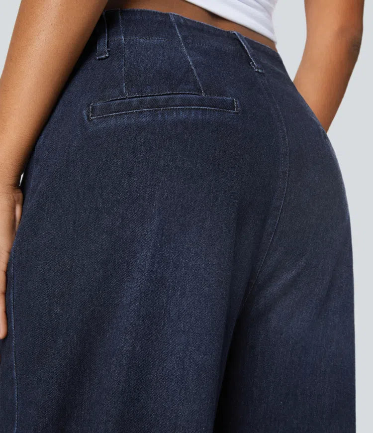 Halara Flex High Waisted Pockets Washed Casual Wide Leg Jeans