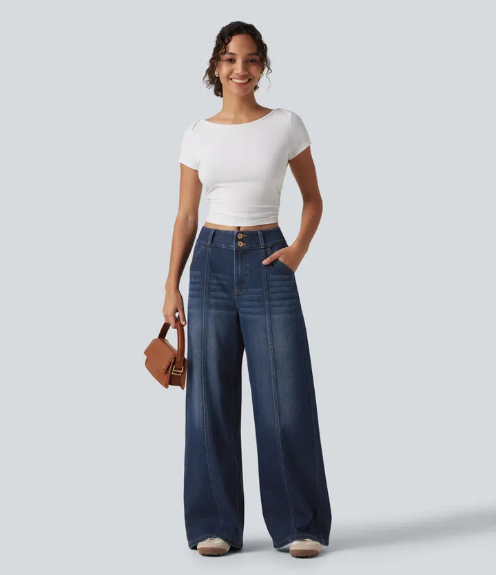 Halara Flex Mid Rise Wide Leg Casual Jeans with Pockets